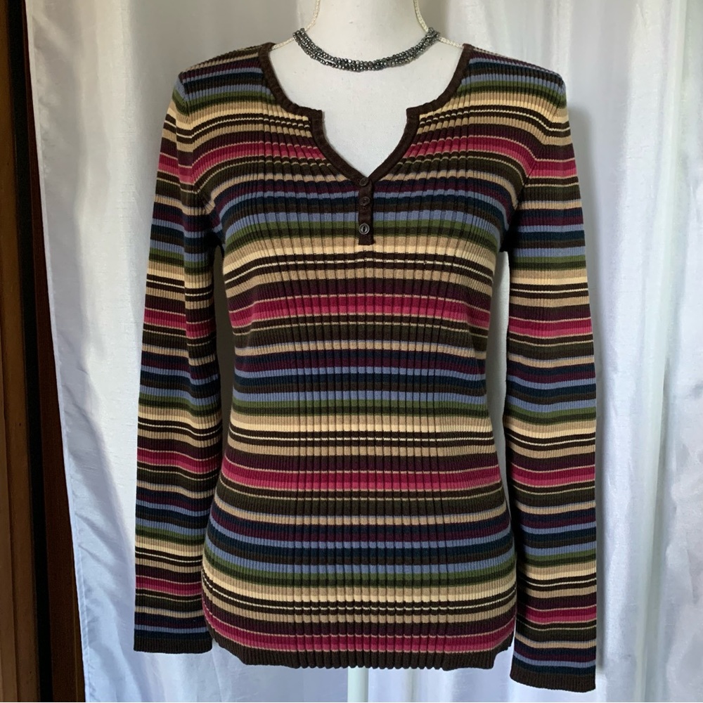 Jones New York, split V-neck ribbed sweater